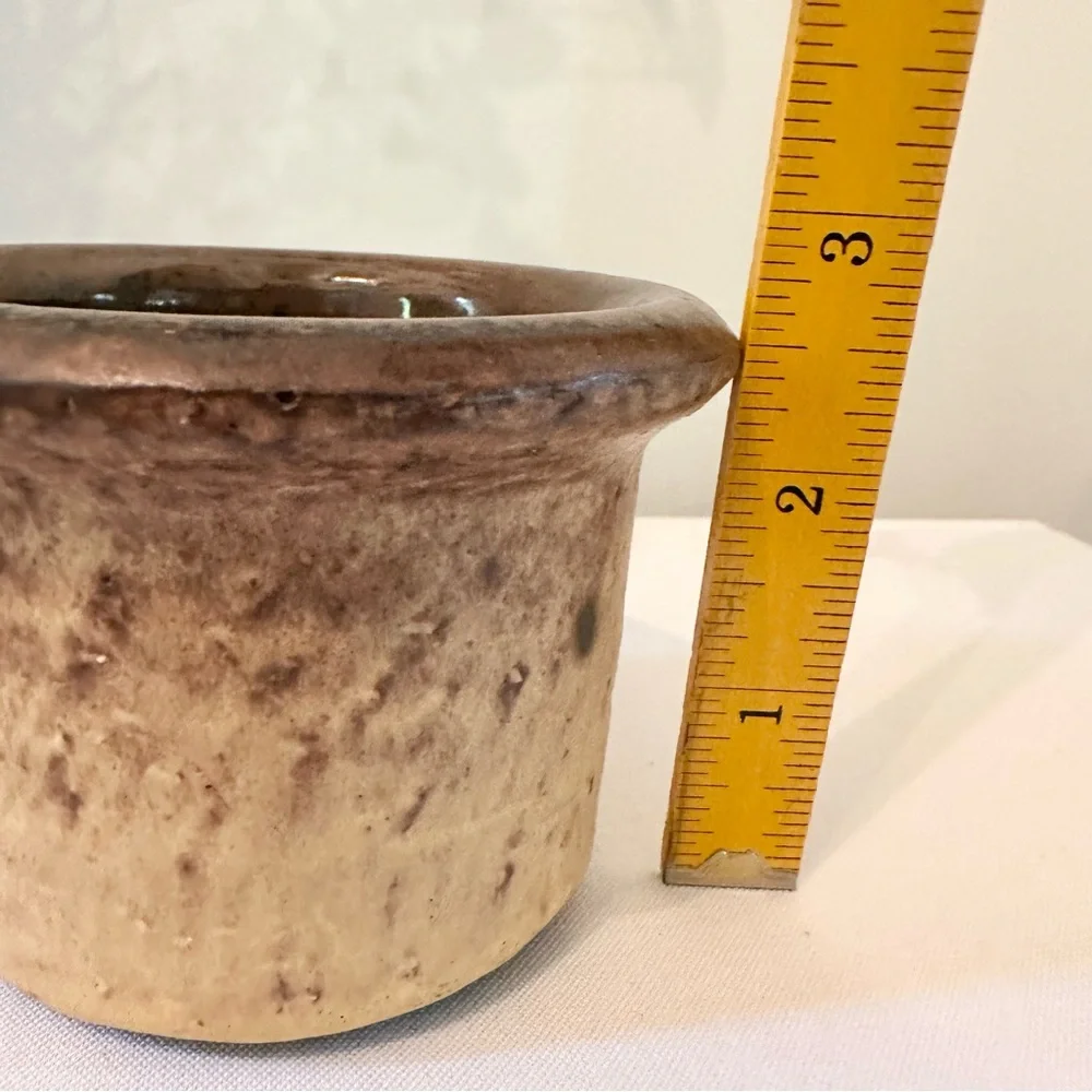 Handmade Ceramic Stoneware Pottery Bowls Votive Planter Set of 2 Brown Tan